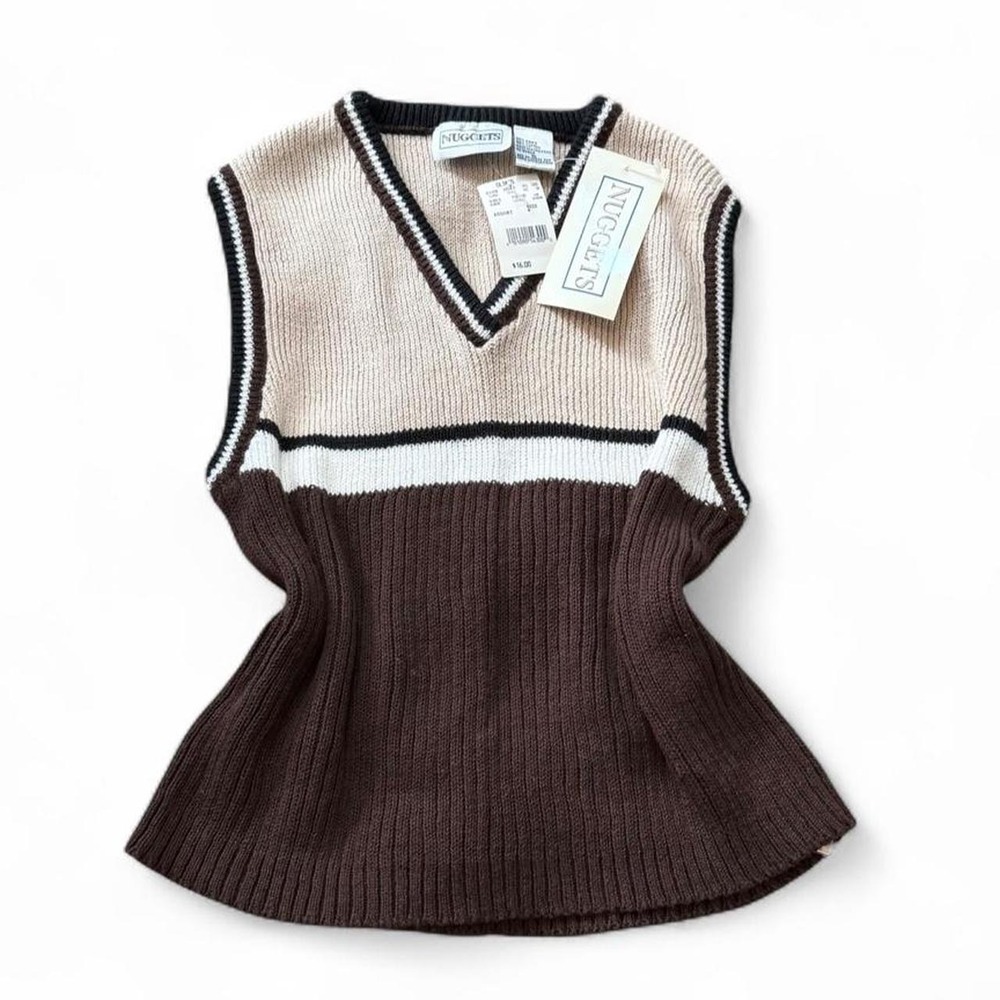 Vintage 80s Deadstock Nuggets Colorblock Sweater Vest, Women's Size M